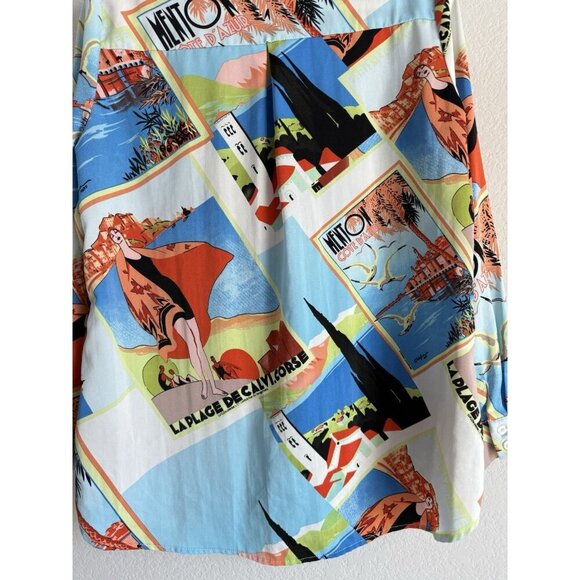 Milk & Honey Womens Blouse Top Fashionista Graphic Print-Button Front Size M - Picture 7 of 14